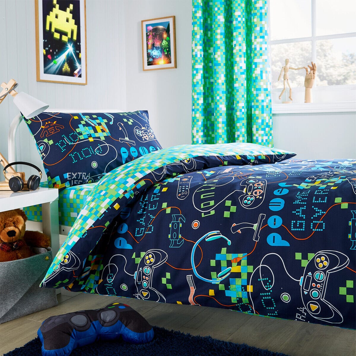 Gamer Kids Duvet Cover Set Durable Cotton Blend Bedding with Pillowcas OLIVIA ROCCO