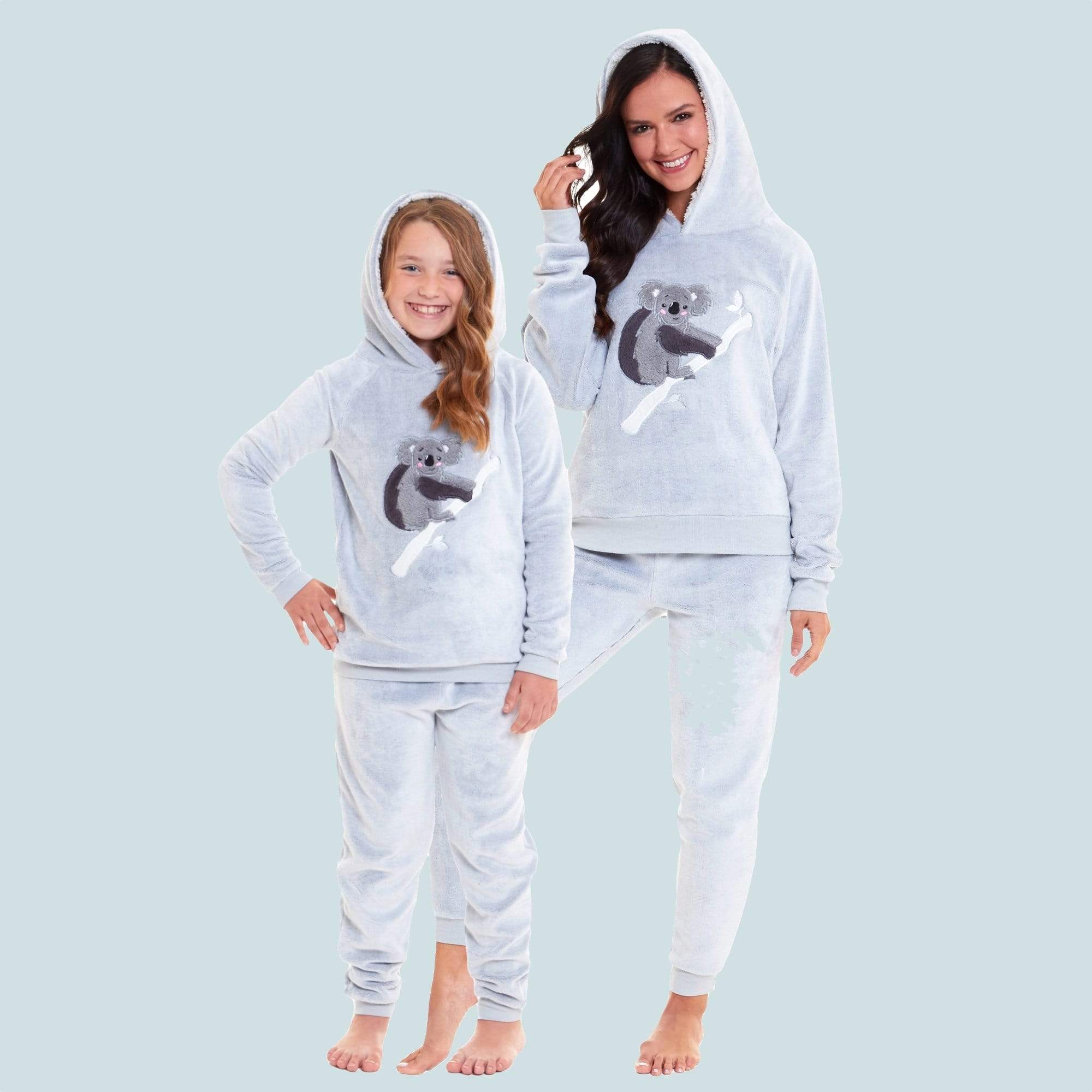 Womens Girls Pyjamas PJs Pyjama Set Soft Fleece Mother & Daughter
