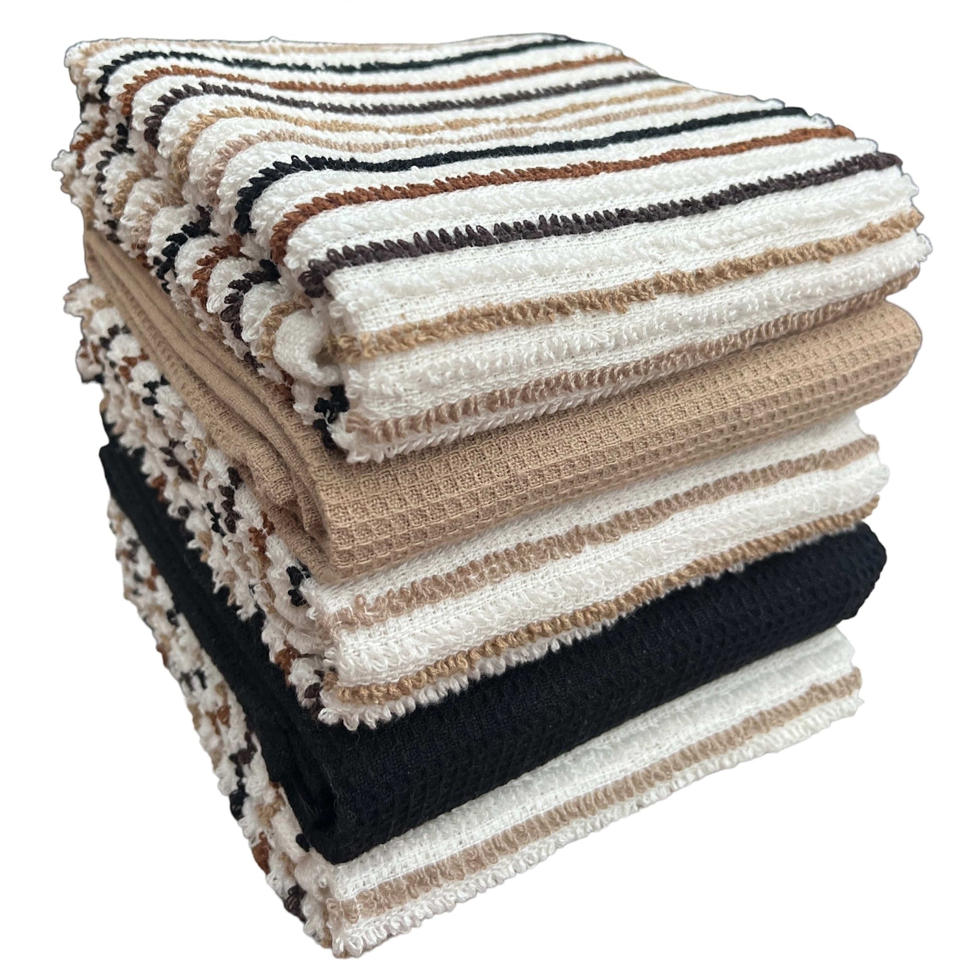 5 Pack Super Absorbent Cotton Kitchen Tea Towels Striped Quick Drying Reusable Ribbed Waffle 45cm x 65cm by OLIVIA ROCCO NATURAL OLIVIA ROCCO Tea Towel