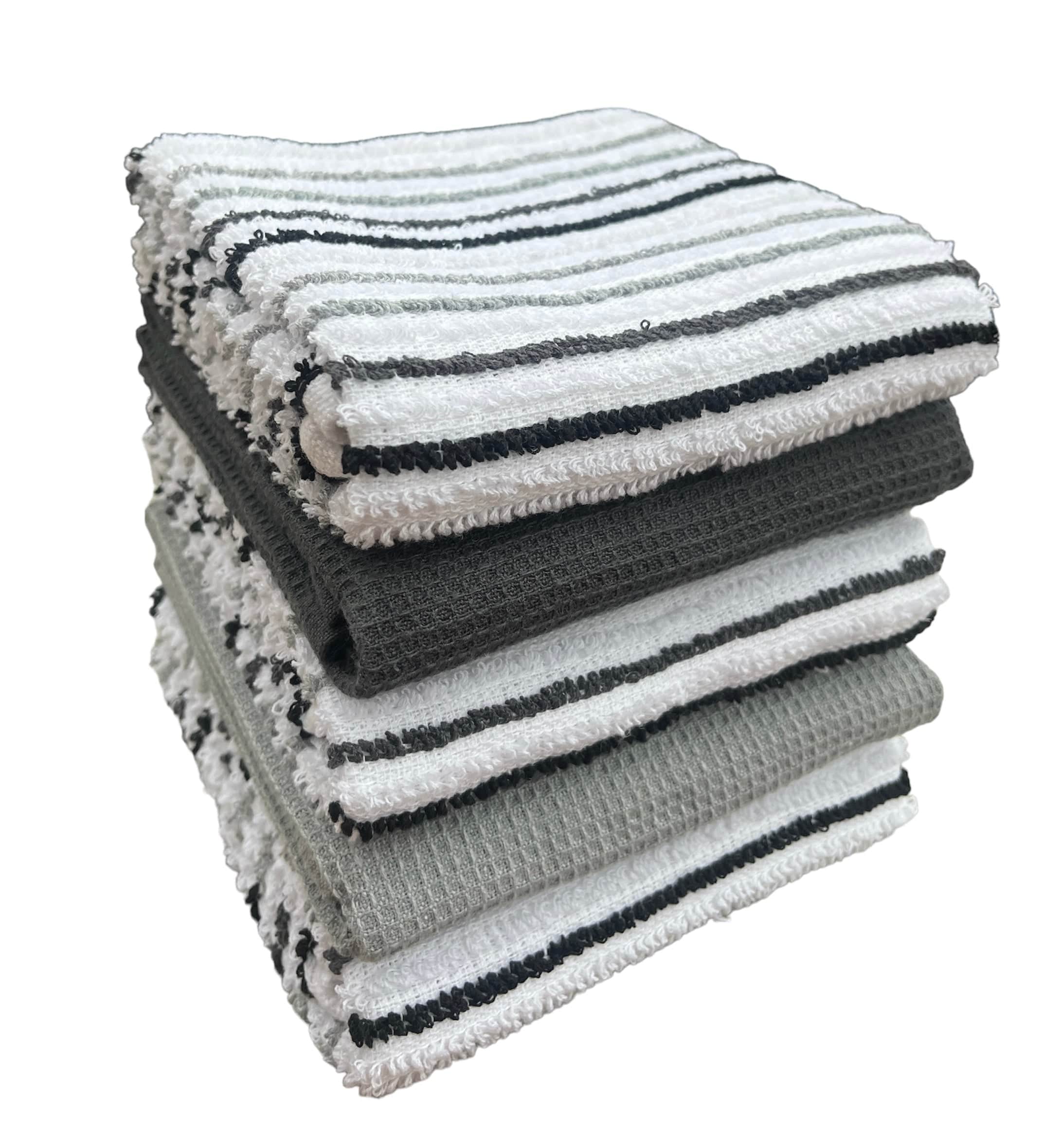 5 Pack Super Absorbent Cotton Kitchen Tea Towels Striped Quick Drying OLIVIA ROCCO