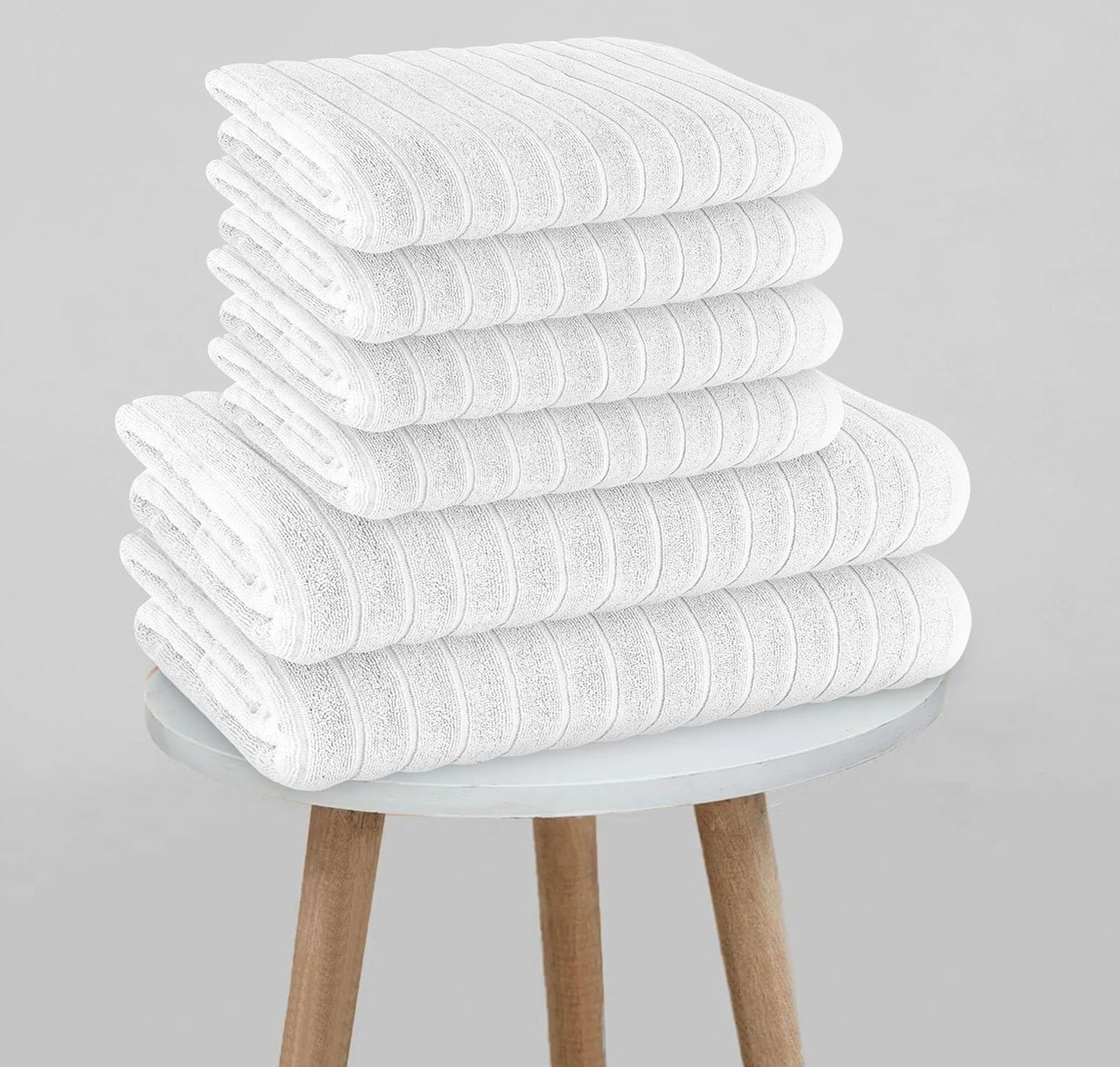 Ribbed White Cotton Towel Collection – DUSK