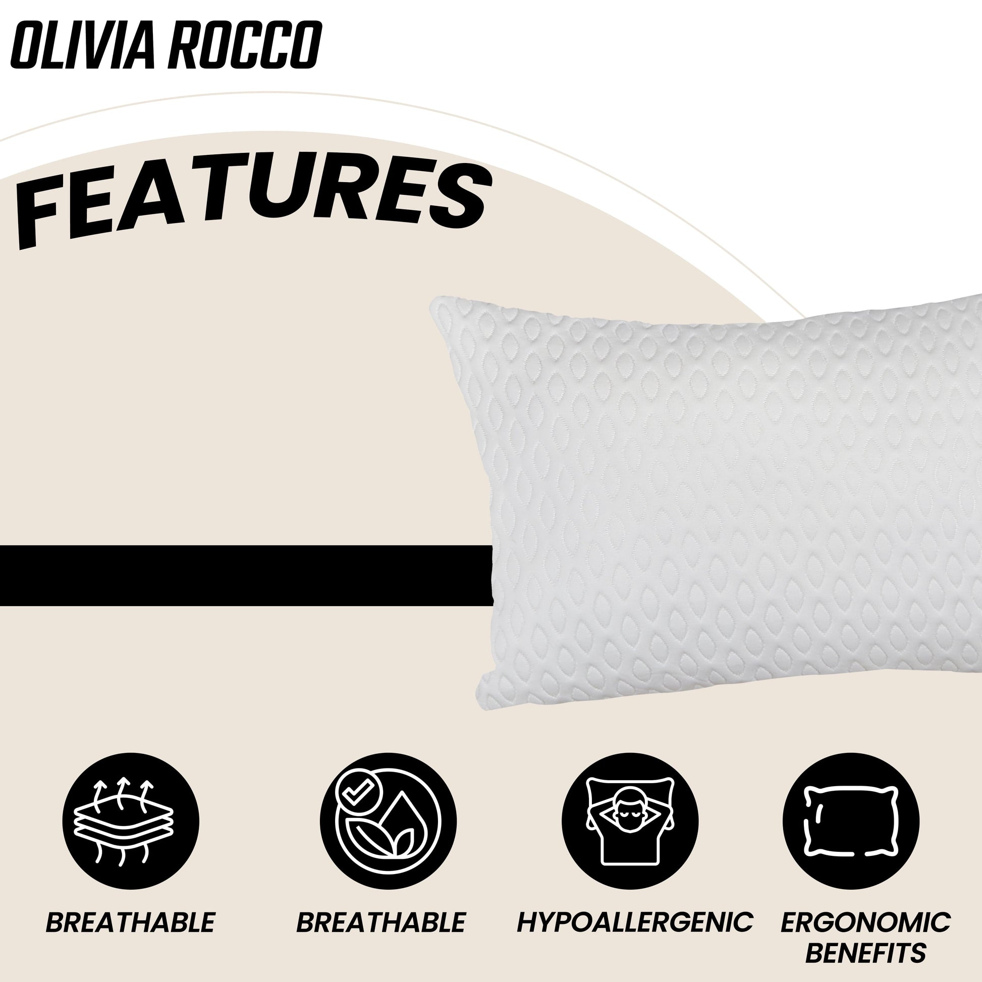 Air Flow Pillow Hotel Quality Anti-Snore Side Sleeper Prevents Overheating Neck & Back Support Quick Rebound by OLIVIA ROCCO 50x70x5cm OLIVIA ROCCO Pillows