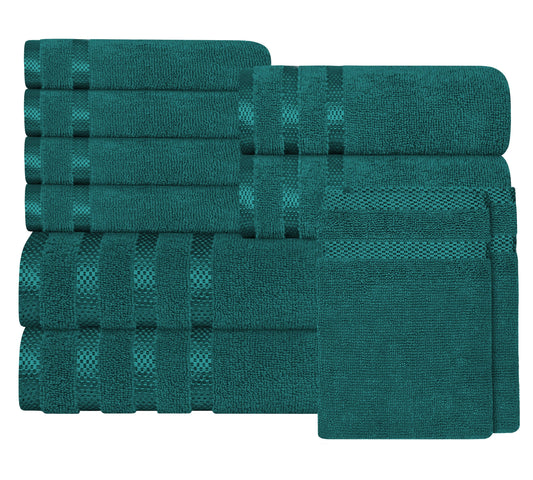 Belmont Viscose Stripe Jade Green Towels 100% Cotton Hotel Quality Super Absorbent 10 Piece Bale Set, 4 Hand Towel & 12 Face Cloths by OLIVIA ROCCO 10 PK TOWEL BALE / JADE GREEN OLIVIA ROCCO Towels