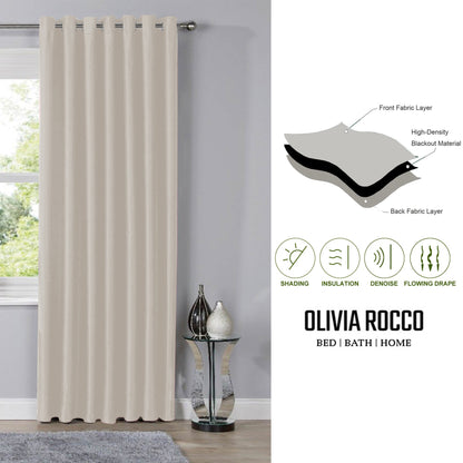 Blackout Natural Eyelet Curtains Thermal Ring Top Window Treatment for Living Room & Bedroom by OLIVIA ROCCO OLIVIA ROCCO Curtain