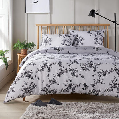 Printed Duvet Cover Set Single / Blossom Grey OLIVIA ROCCO Duvet Covers