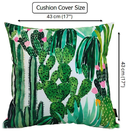 Waterproof Cushions Outdoor Indoor Hollowfibre Filled 43 x 43 cm / CACTUS OLIVIA ROCCO Cushions