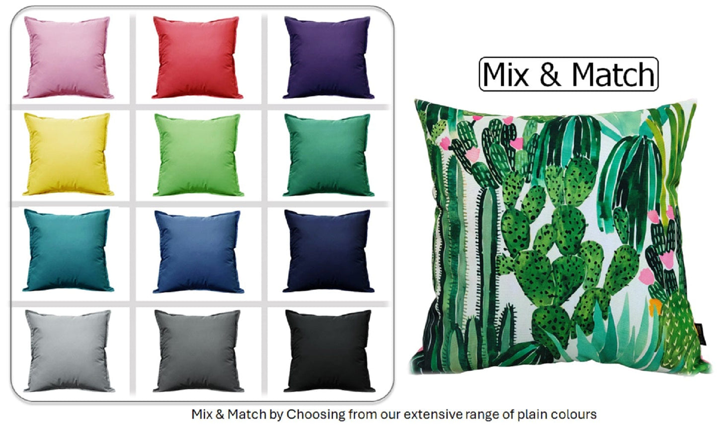 Waterproof Cushions Outdoor Indoor Hollowfibre Filled 43 x 43 cm / CACTUS OLIVIA ROCCO Cushions