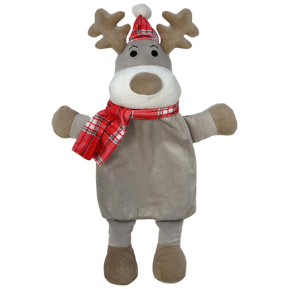 Christmas Hot Water Bottle with Festive Reindeer Cover 1L Natural Rubber UK Safe Tested Winter Gift for Kids & Adults by OLIVIA ROCCO 1 LITRE / REINDEER OLIVIA ROCCO Hot Water Bottle