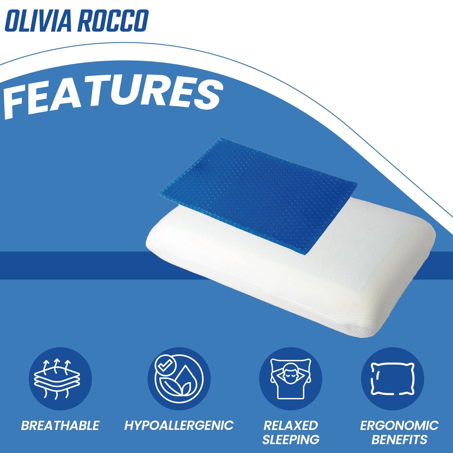 Cooling Gel Orthopedic Memory Foam Pillow for Neck Pain Relief Temperature Regulating Support for Side Back & Stomach Sleepers by OLIVIA ROCCO 60x40x13cm OLIVIA ROCCO Pillows