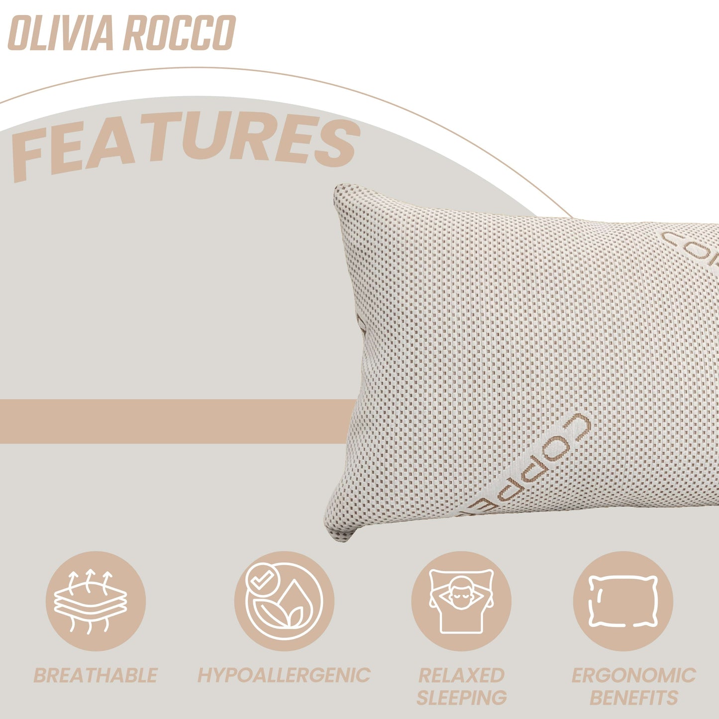 Copper Infused Memory Foam Pillow Anti-Ageing Wrinkle Reducing Hypoallergenic Therapy for Head & Neck Support by OLIVIA ROCCO 50x75cm OLIVIA ROCCO Pillows