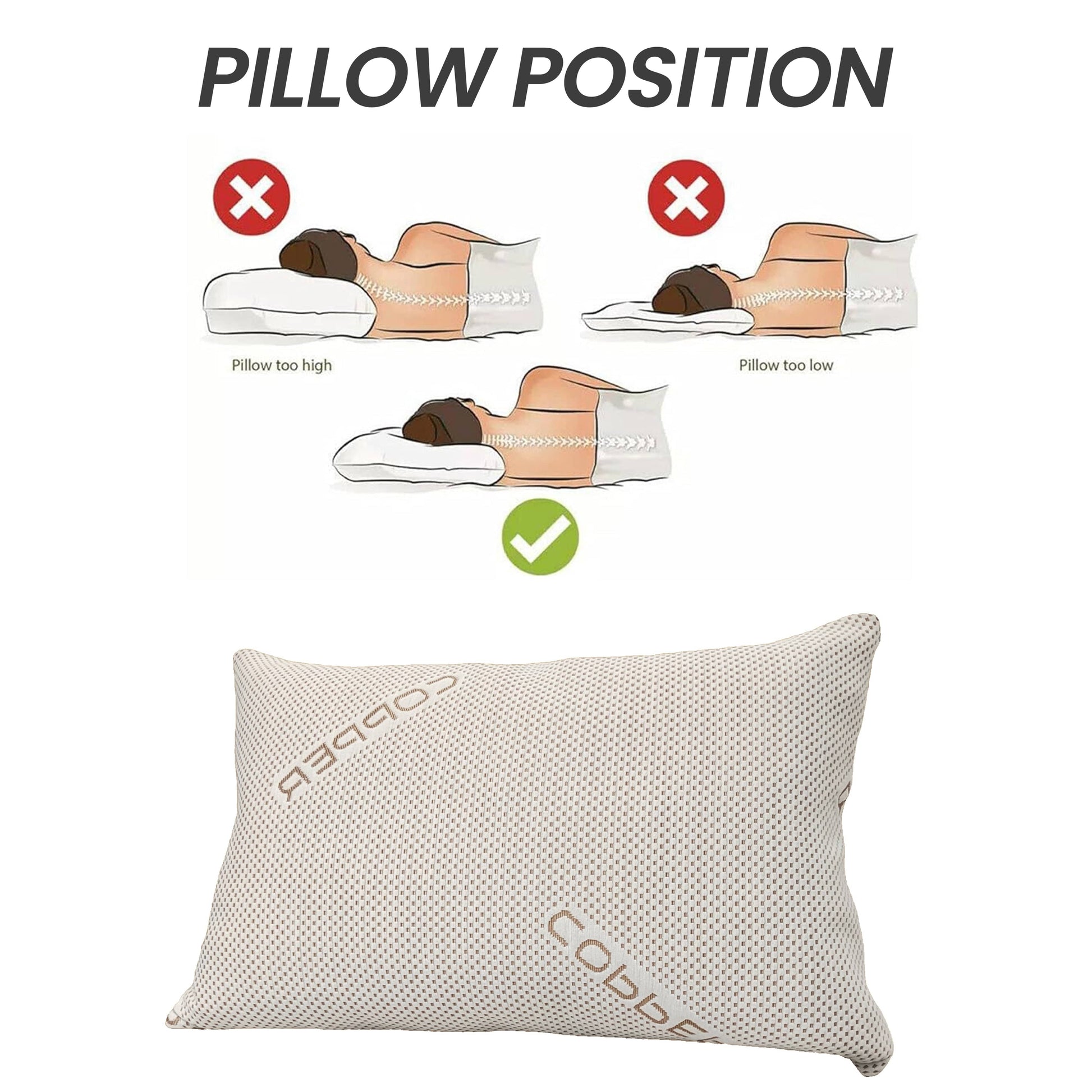 Copper Infused Memory Foam Pillow Anti-Ageing Wrinkle Reducing Hypoallergenic Therapy for Head & Neck Support by OLIVIA ROCCO 50x75cm OLIVIA ROCCO Pillows