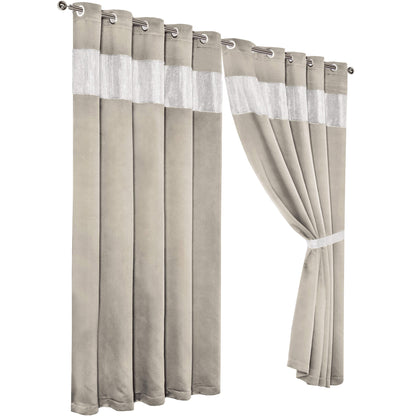 Diamante Natural Blackout Eyelet Curtains with Tie Backs Thermal Ring Top Window Dressings by OLIVIA ROCCO 66" (WIDTH) x 54" (DROP) / NATURAL OLIVIA ROCCO Curtain