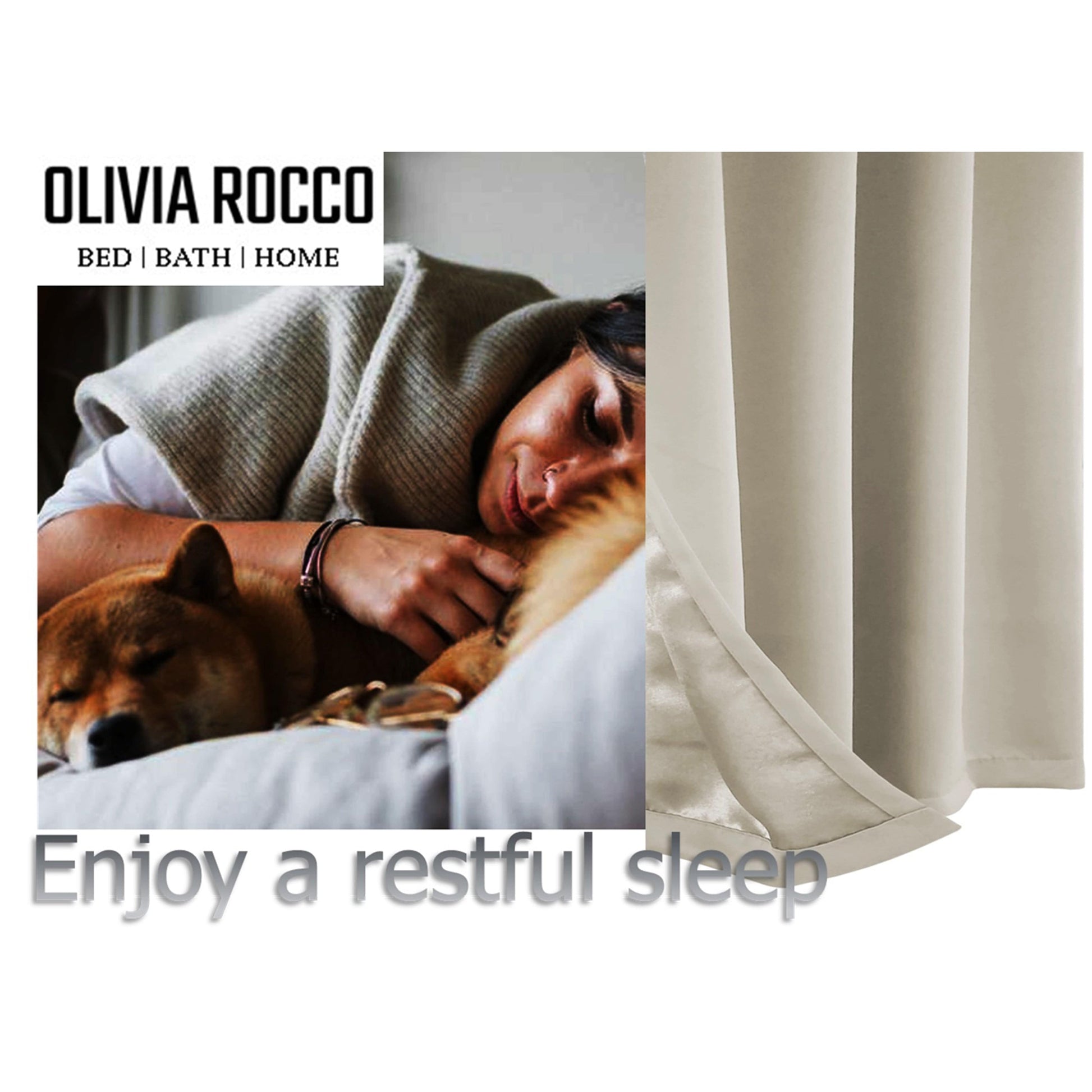 Diamante Natural Blackout Eyelet Curtains with Tie Backs Thermal Ring Top Window Dressings by OLIVIA ROCCO OLIVIA ROCCO Curtain