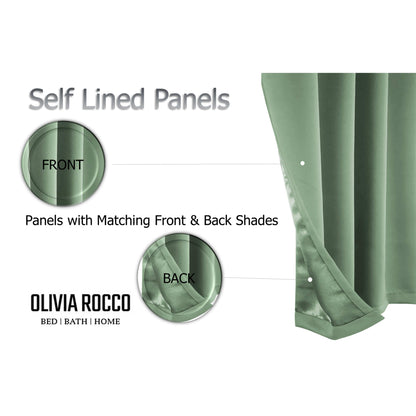 Diamante Sage Green Blackout Eyelet Curtains with Tie Backs Blackout Thermal Ring Top Window Dressings by OLIVIA ROCCO OLIVIA ROCCO Curtain