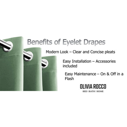 Diamante Sage Green Blackout Eyelet Curtains with Tie Backs Blackout Thermal Ring Top Window Dressings by OLIVIA ROCCO OLIVIA ROCCO Curtain