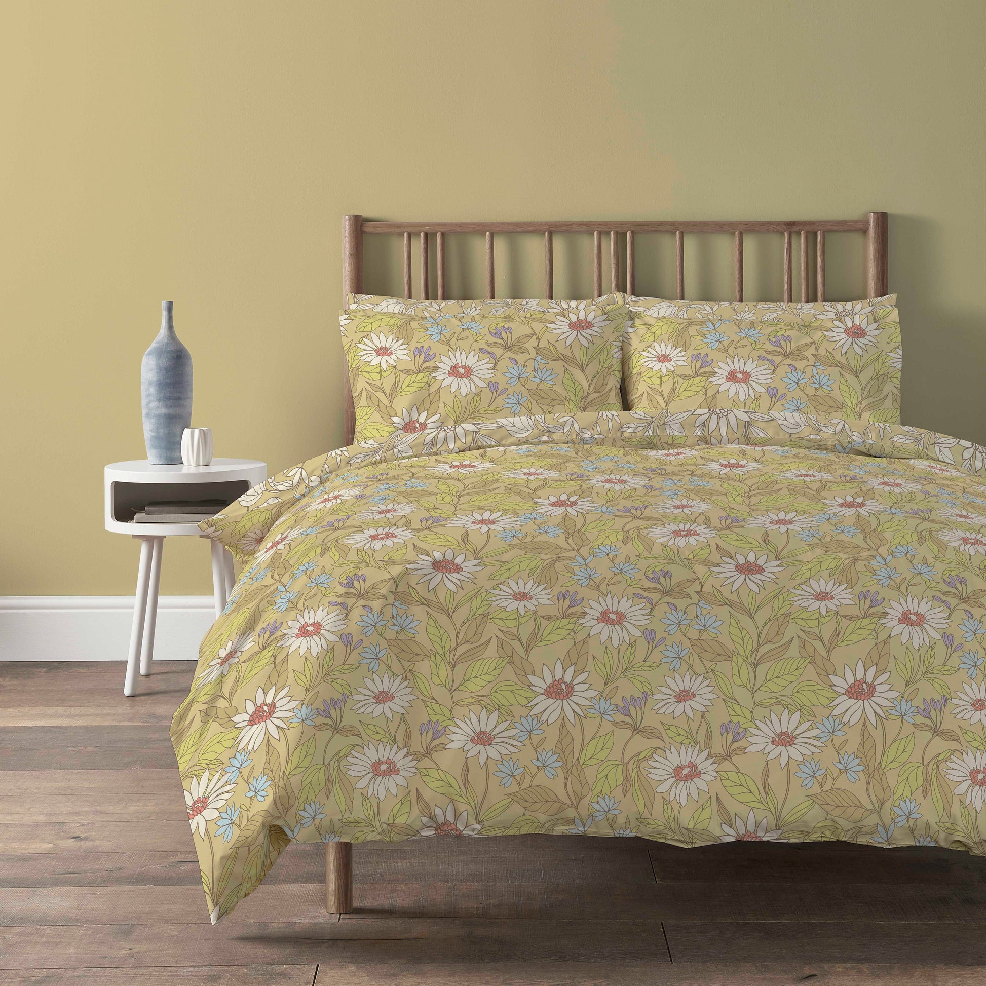 Elinor Ochre Duvet Cover Set Super Soft Floral Printed Bedding with Pillow Cases Easy Care Bed Linen by OLIVIA ROCCO SINGLE / OCHRE OLIVIA ROCCO Duvet Cover