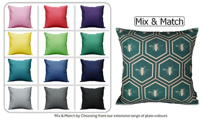 Waterproof Cushions Outdoor Indoor Hollowfibre Filled 43 x 43 cm / BEES EMERALD OLIVIA ROCCO Cushions