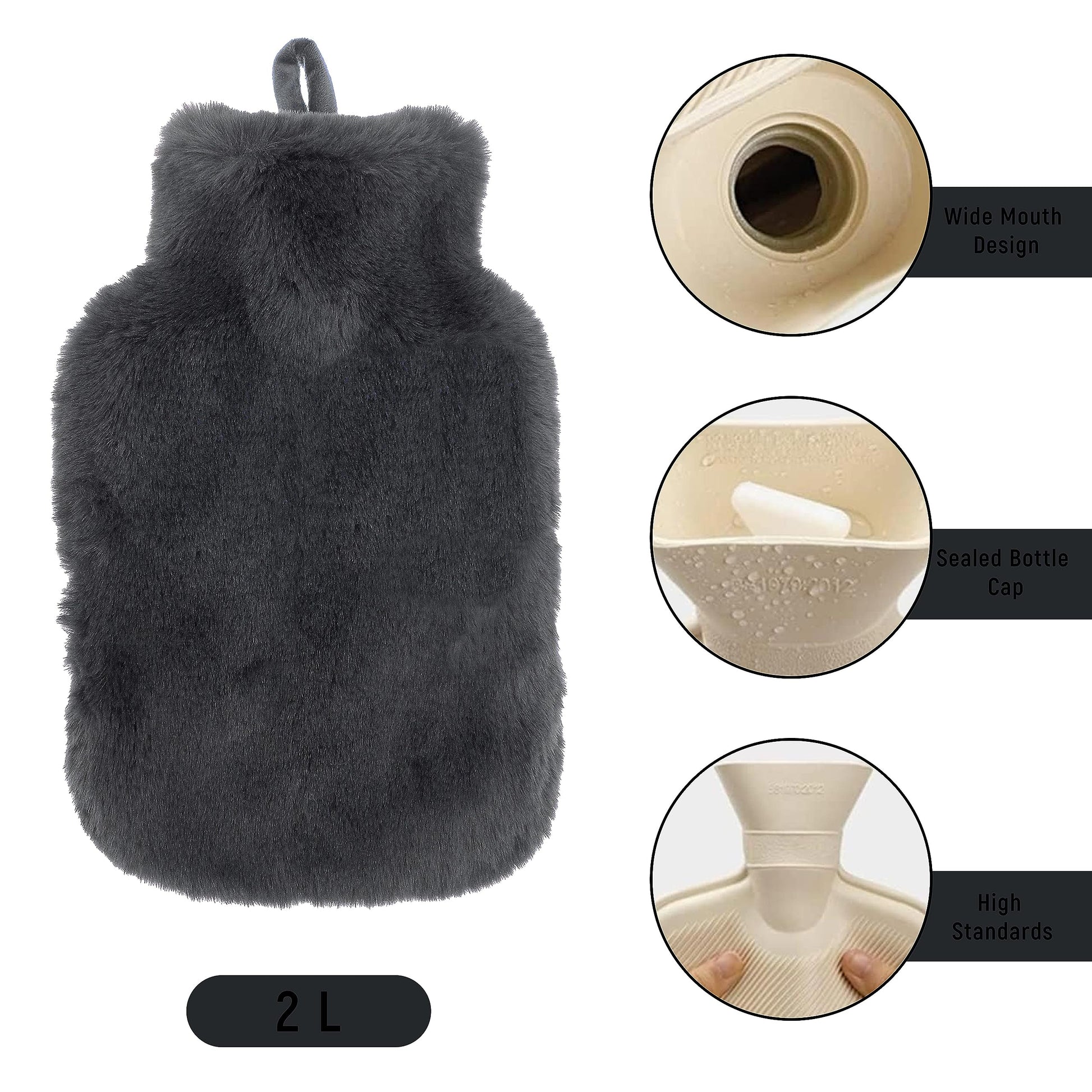 Hot Water Bottle with Luxury Super Soft Faux Fur Cover Large 2 Litre Thermotherapy OLIVIA ROCCO Hot Water Bottle