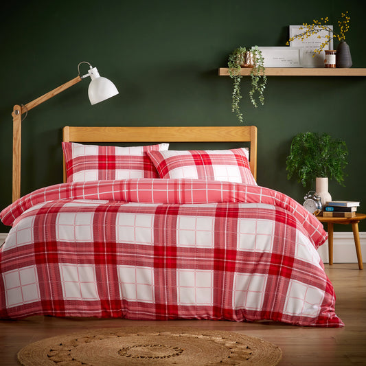 Flannel Duvet Cover Quilt Duvet Cover Bed Set Quilt Bedding Covers with Pillowcases SINGLE / Alba Red OLIVIA ROCCO Duvet Cover