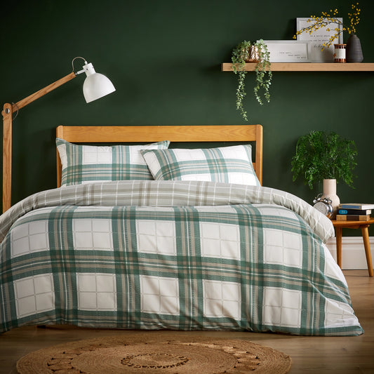 Flannel Duvet Cover Quilt Duvet Cover Bed Set Quilt Bedding Covers with Pillowcases SINGLE / Alba Sage Green OLIVIA ROCCO Duvet Cover