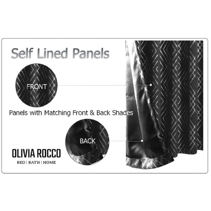 Geometric Black Sparkle Blackout Curtains Soft Thermal Insulated Eyelet Ring Top Living Room & Bedroom Drapes by OLIVIA ROCCO OLIVIA ROCCO Curtain