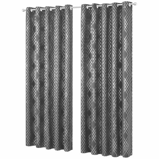 Geometric Silver Sparkle Blackout Curtains Soft Thermal Insulated Eyelet Ring Top Living Room & Bedroom Drapes by OLIVIA ROCCO 66" (WIDTH) x 54" (DROP) / SILVER OLIVIA ROCCO Curtain