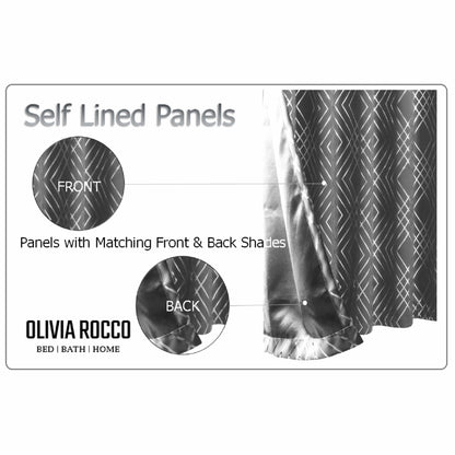 Geometric Silver Sparkle Blackout Curtains Soft Thermal Insulated Eyelet Ring Top Living Room & Bedroom Drapes by OLIVIA ROCCO OLIVIA ROCCO Curtain