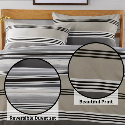 Harlow Stripes Grey Printed Duvet Cover Set OLIVIA ROCCO Duvet Covers