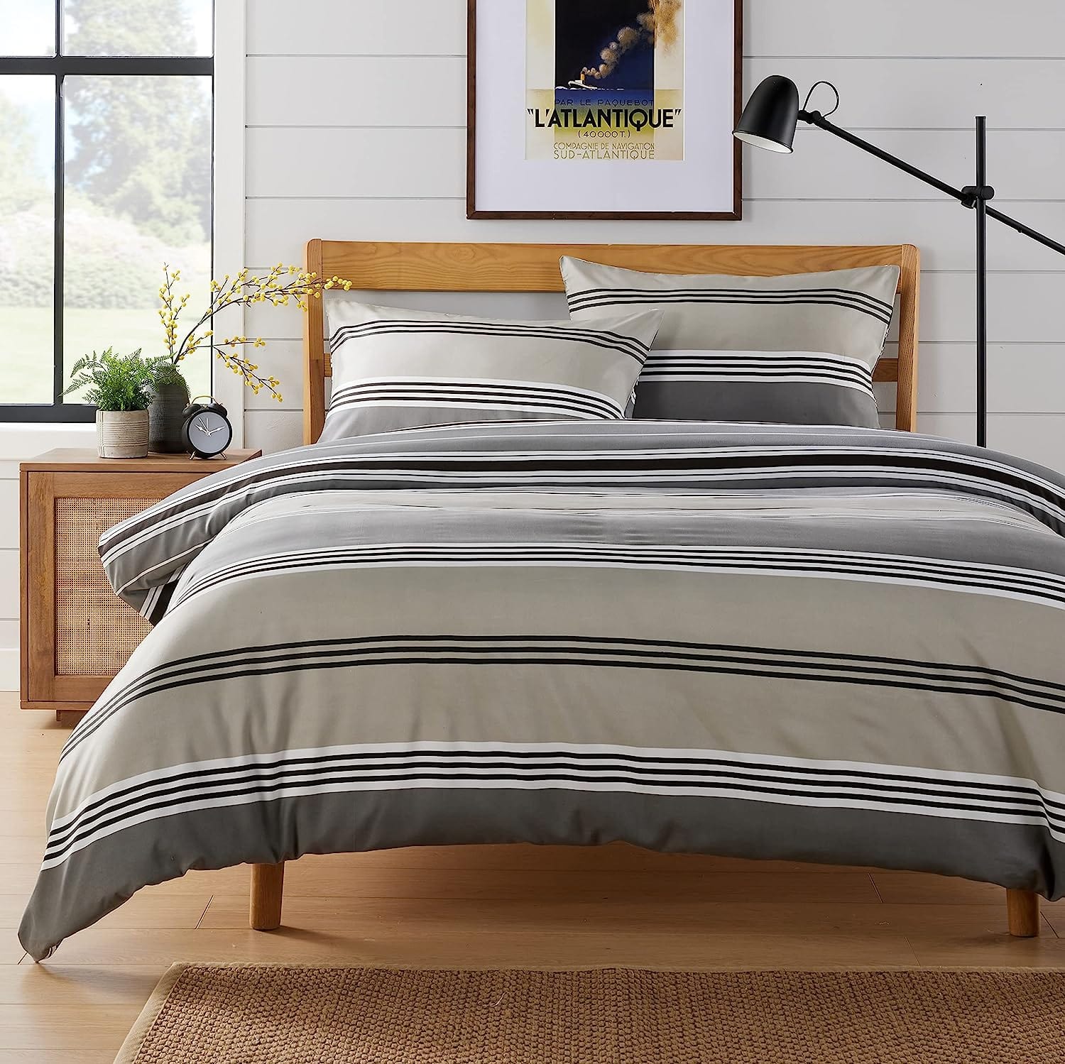 Harlow Stripes Grey Printed Duvet Cover Set SINGLE / HARLOW STRIPS BLUE OLIVIA ROCCO Duvet Covers