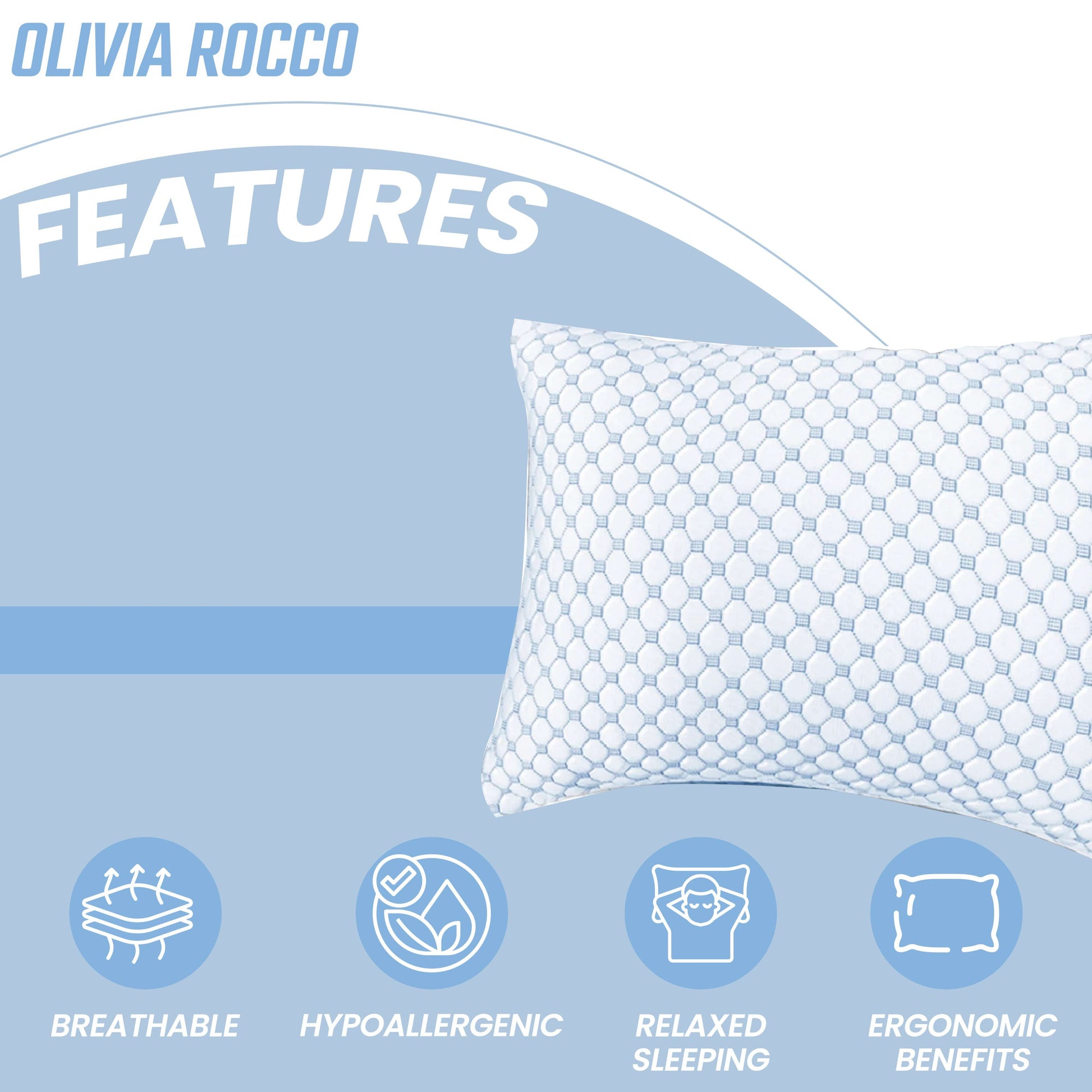 Ice Cool Hypoallergenic Cooling Memory Foam Pillow Stay Cold Medium Support Breathable by OLIVIA ROCCO 50x75cm OLIVIA ROCCO Pillows