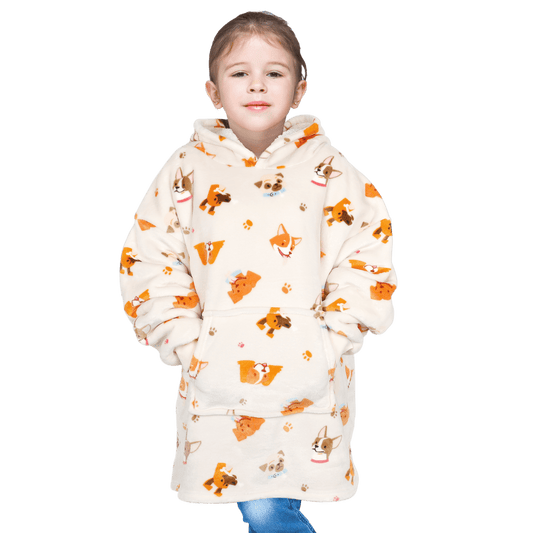 Kids Oversized Hooded Dogs Blanket, Children's Hoodie Loungewear DOGS Daisy Dreamer Hooded Blanket