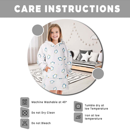 Kids Oversized Hooded Penguin Blanket, Children's Hoodie Loungewear PENGUIN Daisy Dreamer Hooded Blanket