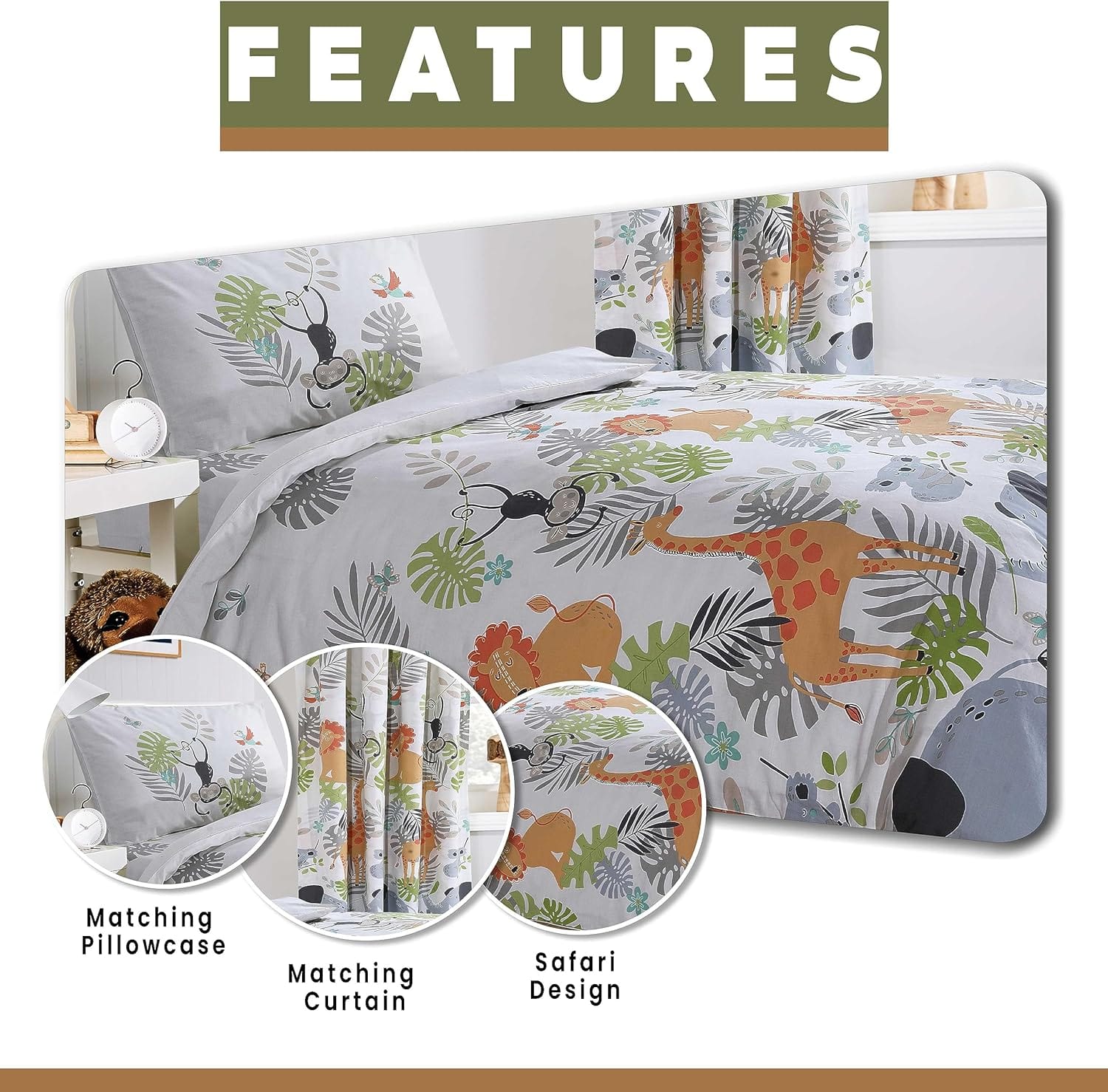 Kids Safari Animals Duvet Cover Soft Lightweight Cot Bedding Set – OLIVIA  ROCCO