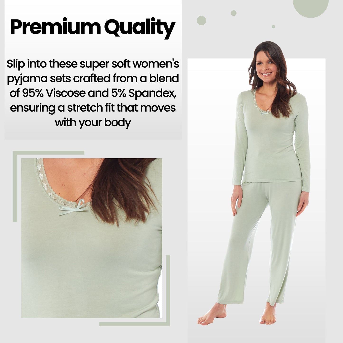 Ladies Long Sleeve Pyjama Set by Daisy Dreamer Ultra Soft Viscose Spandex Loungewear Cozy Women's Black Green Nightwear Perfect for All Seasons Comfortable Stretch Fit PJs Sleepwear Home UK Sizes 8-22 Machine Washable Relaxing Nightwear Daisy Dreamer Pyjamas