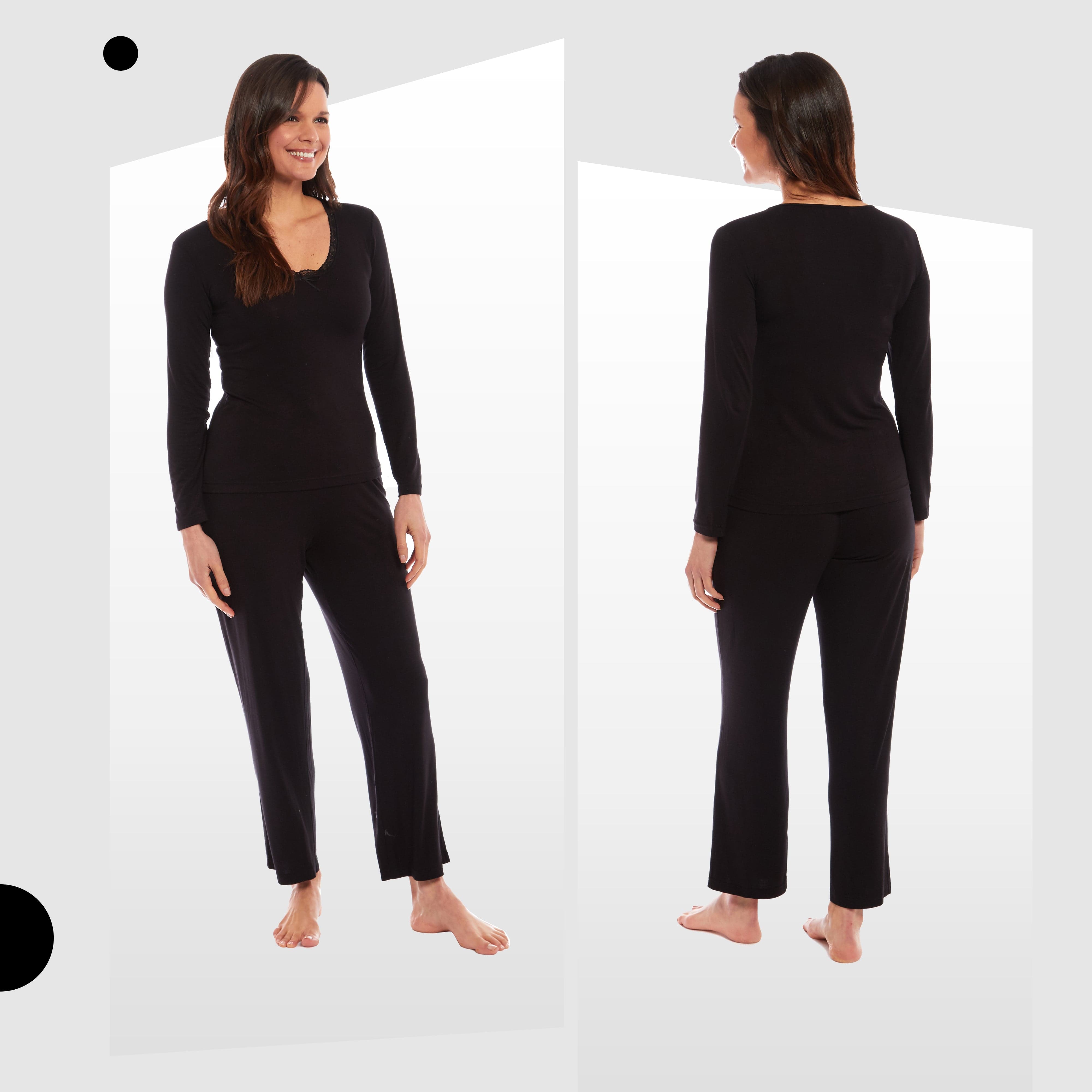 Black viscose pyjamas sale