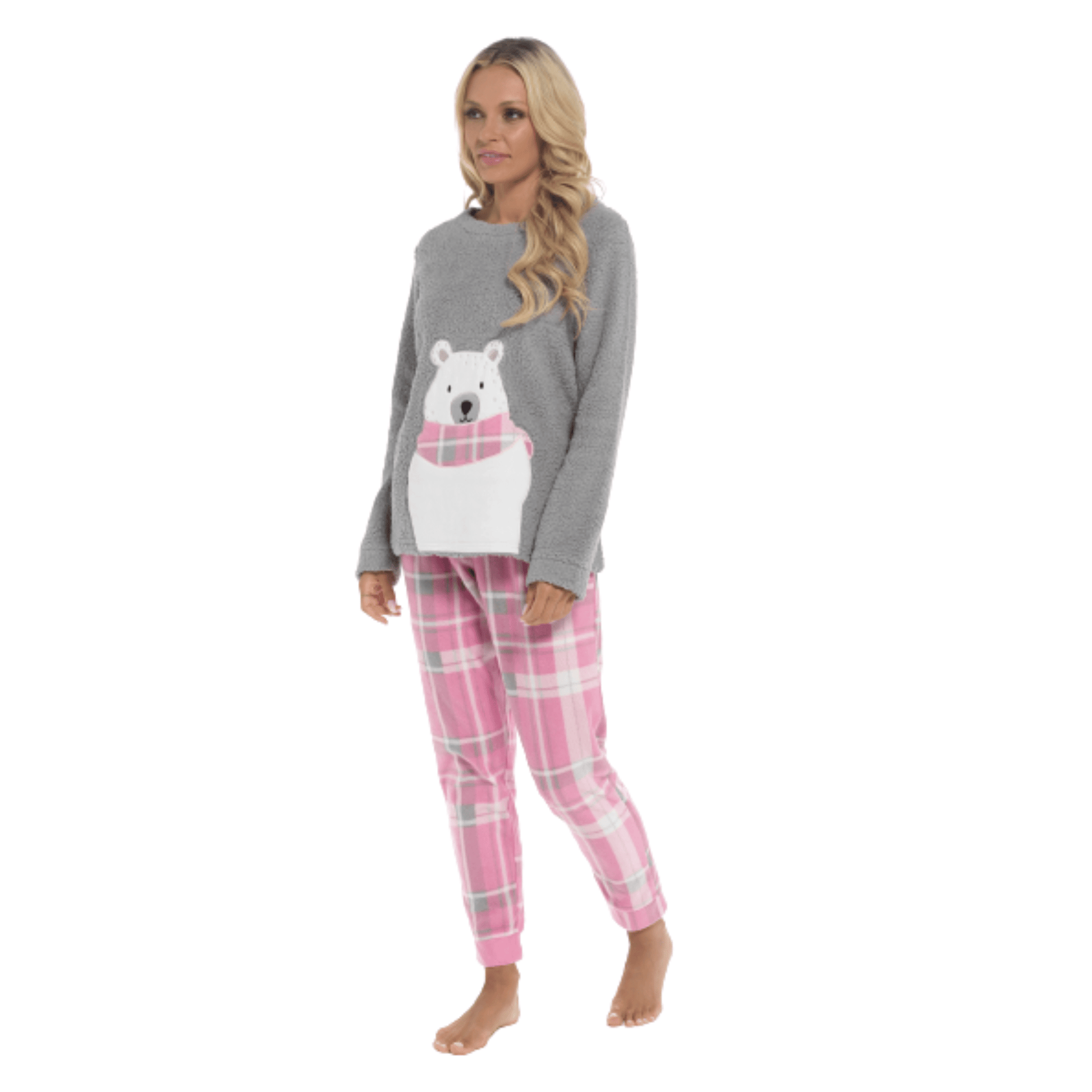 Ladies Ultra Soft Polar Bear Print Fleece Pyjama Set with Elasticated OLIVIA ROCCO