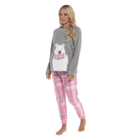 Women's Polar Bear Snuggle Fleece Ladies Pyjama Set Daisy Dreamer Pyjamas