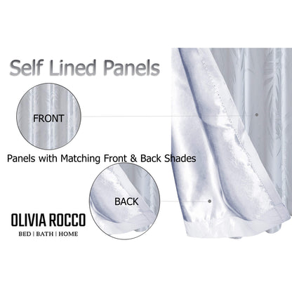 Leaf Sparkle Blackout Curtains Super Soft Thermal Insulated Eyelet Drapes for Living Room & Bedroom 2 Panels(White) OLIVIA ROCCO Curtain