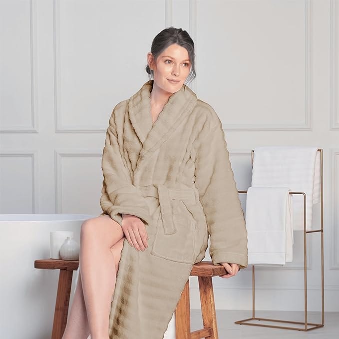 1 Set Women's Thickened And Warm Bathrobe Set With Open Front And Pockets,  Suitable For Daily Home Use