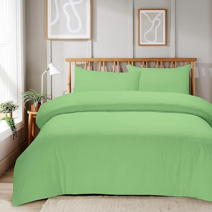 Mayfair Stripe Elegant Reversible Satin Duvet Cover Set with Comforter Multiple Sizes & Colours Luxurious Bedding Collection by OLIVIA ROCCO SINGLE / SAGE GREEN OLIVIA ROCCO Duvet Cover