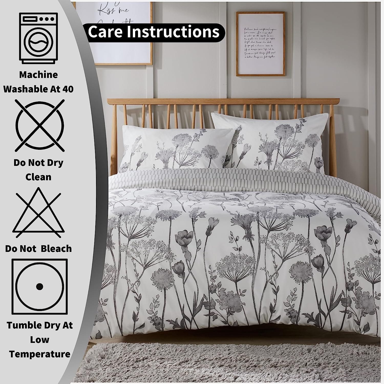 Meadow Grey Printed Duvet Cover Set OLIVIA ROCCO Duvet Covers