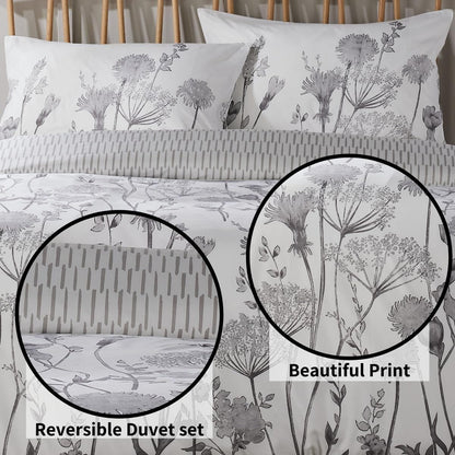 Meadow Grey Printed Duvet Cover Set OLIVIA ROCCO Duvet Covers