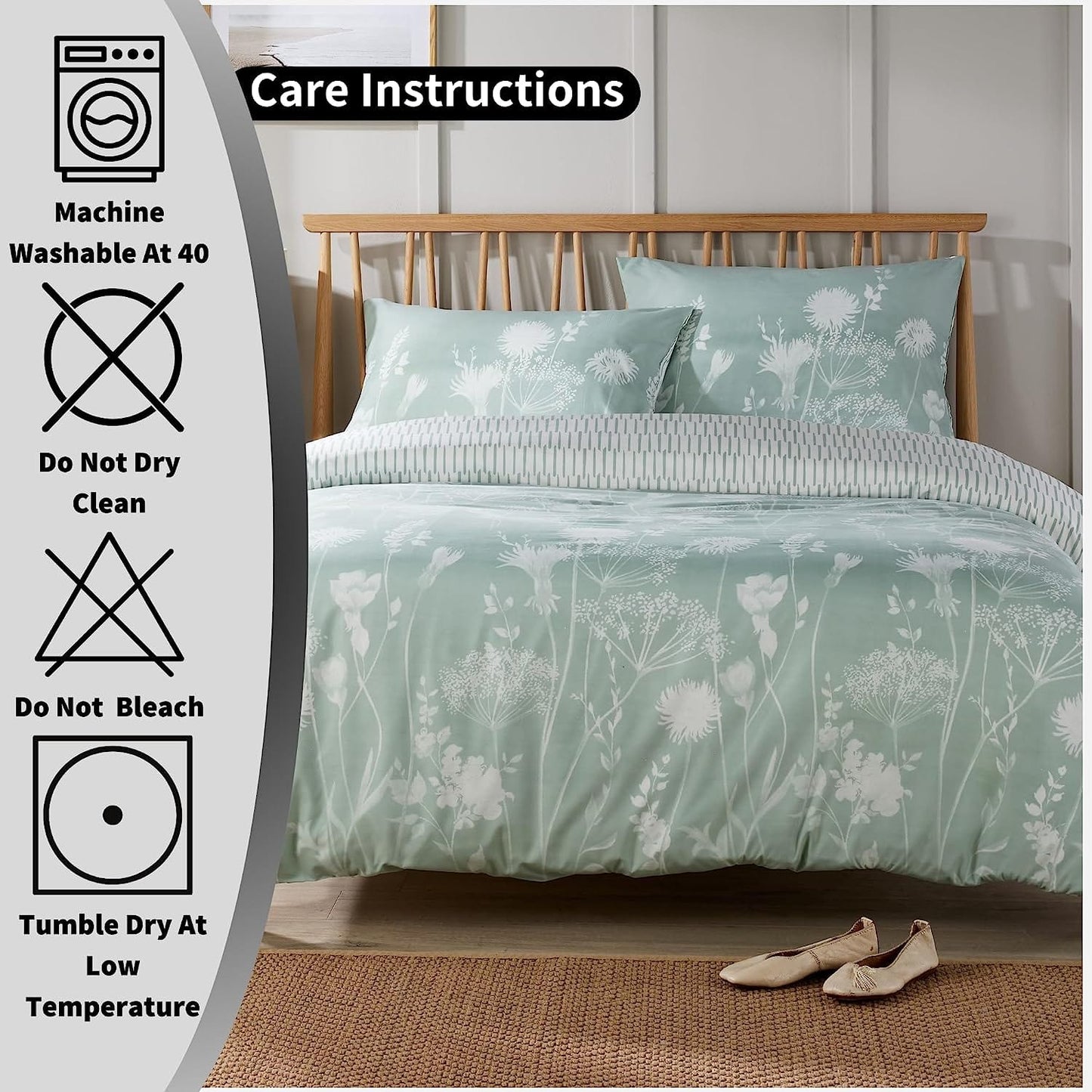 Meadow Sage Green Printed Duvet Cover Set OLIVIA ROCCO Duvet Covers