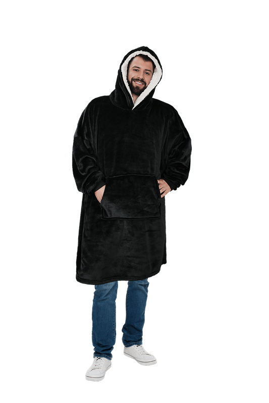 Men's Hooded Oversized Blanket, Hoodie Blankets With Sherpa Lining BLACK OLIVIA ROCCO Sleepwear & Loungewear