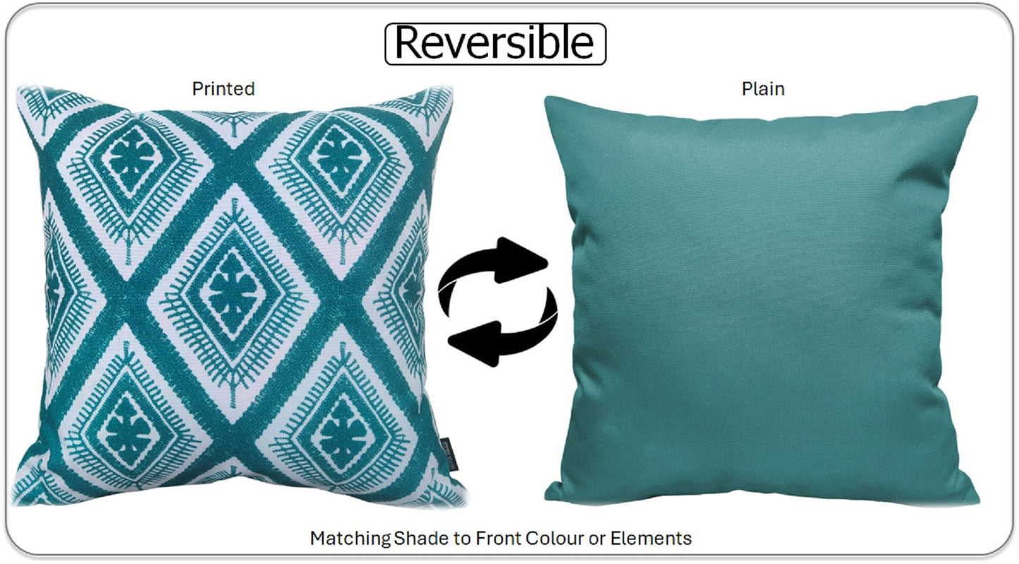 Waterproof Cushions Outdoor Indoor Hollowfibre Filled 43 x 43 cm / MEZE TEAL OLIVIA ROCCO Cushions