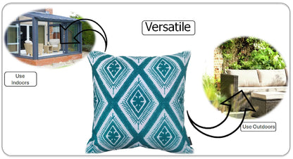 Waterproof Cushions Outdoor Indoor Hollowfibre Filled 43 x 43 cm / MEZE TEAL OLIVIA ROCCO Cushions