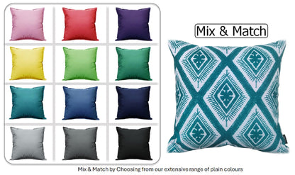 Waterproof Cushions Outdoor Indoor Hollowfibre Filled 43 x 43 cm / MEZE TEAL OLIVIA ROCCO Cushions