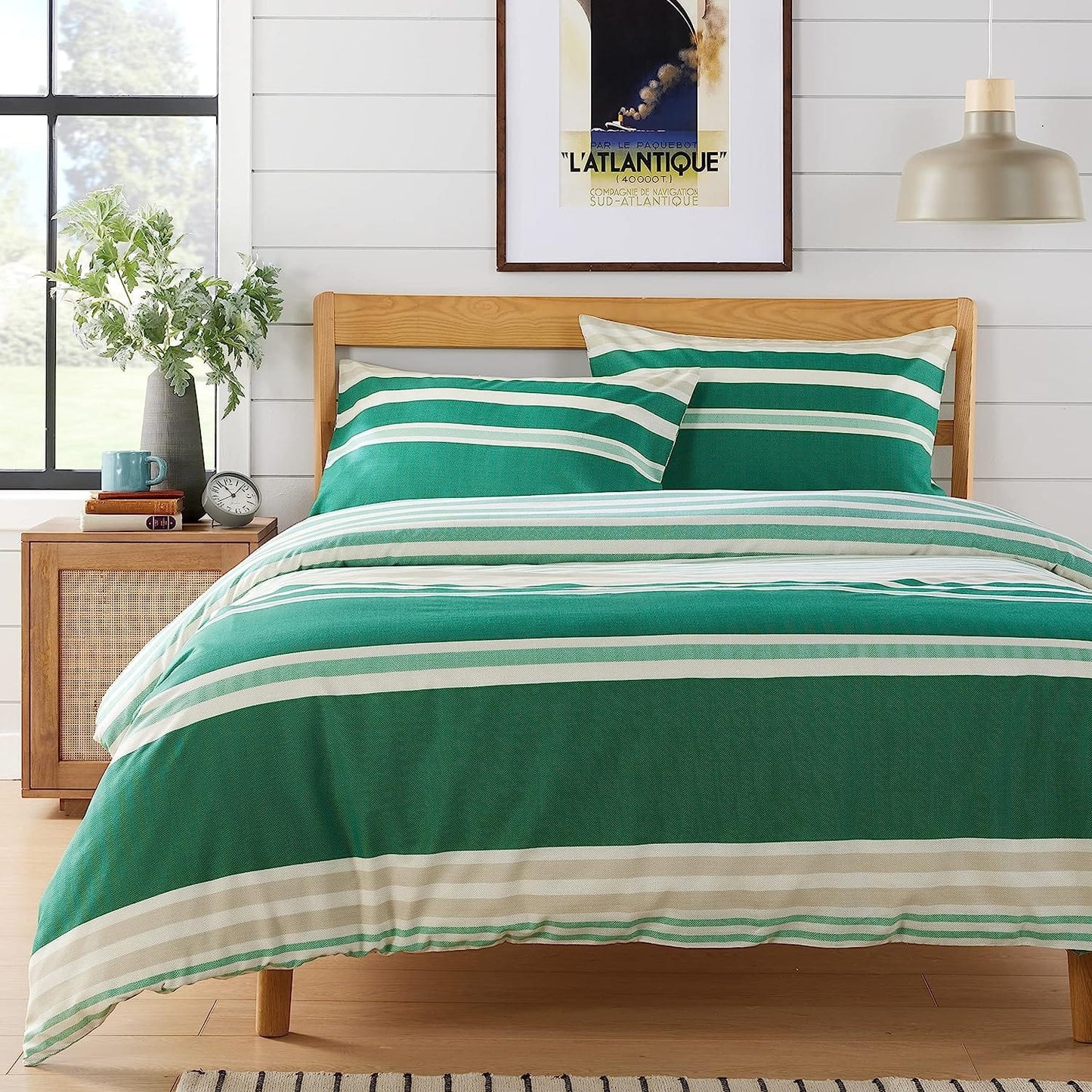 Miami Stripes Duvet Cover Set Single / Green OLIVIA ROCCO Duvet Covers