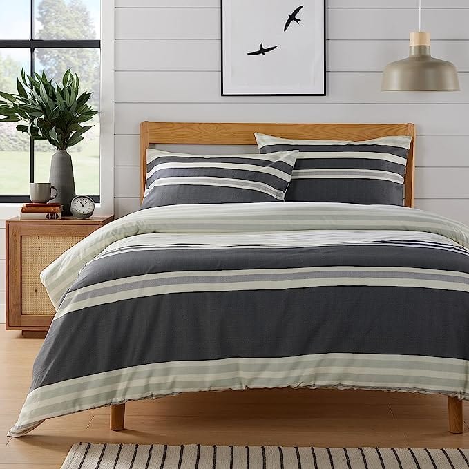 Miami Stripes Duvet Cover Set Single / Grey OLIVIA ROCCO Duvet Covers