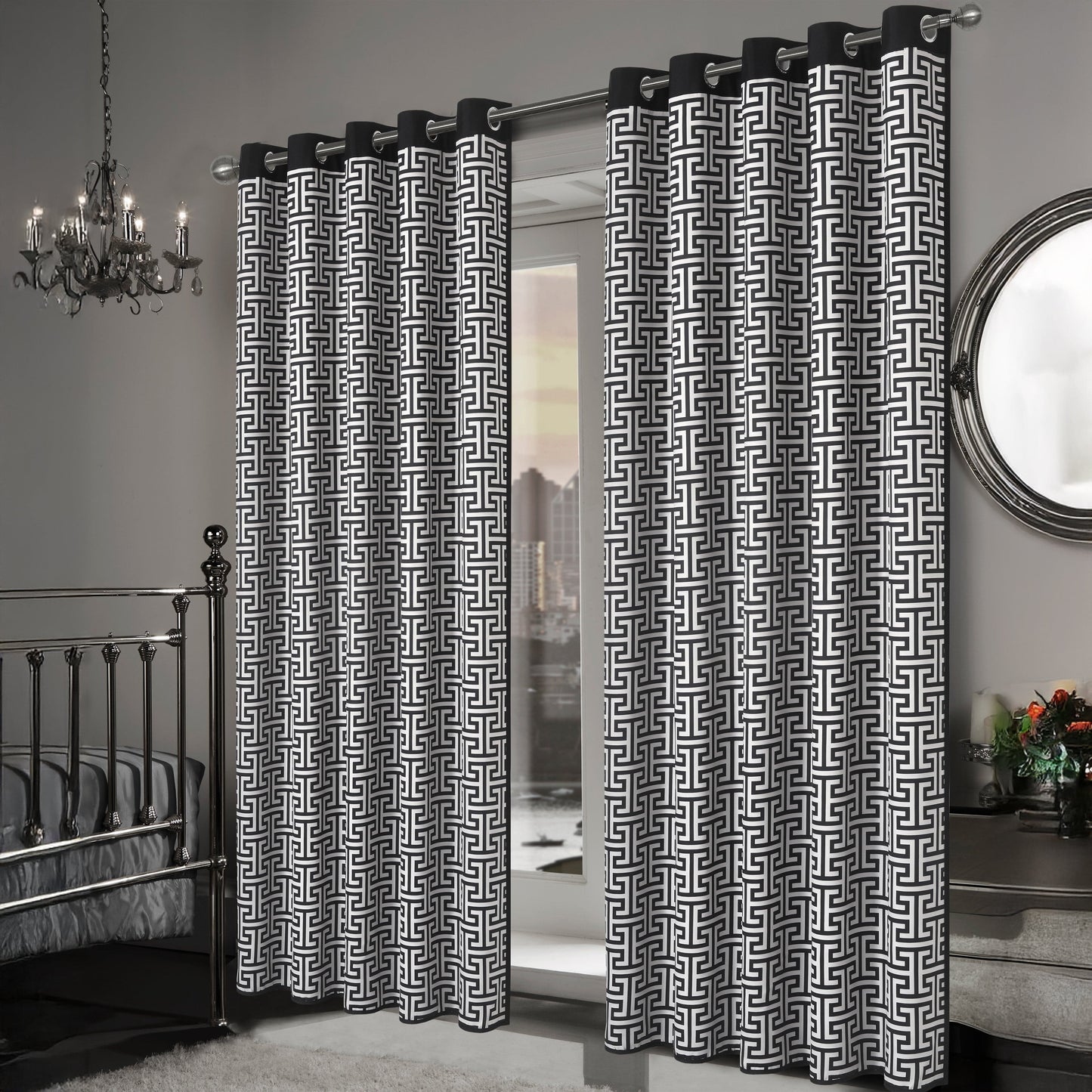 Milano Geometric Blackout Curtains Thermal Insulated Eyelet Pair Light-Blocking Window Drapes for Stylish Home Decor OLIVIA ROCCO Curtain